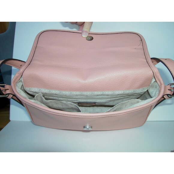 London Fog Pink Pebbled Leather Crossbody Bag With Adjustable Strap & Magnetic C - Picture 3 of 3
